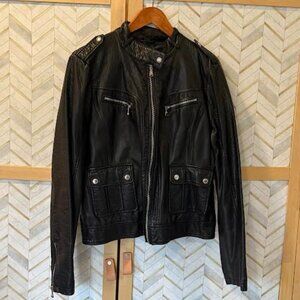 Guess Faux Leather Biker Jacket-90's Black XL
